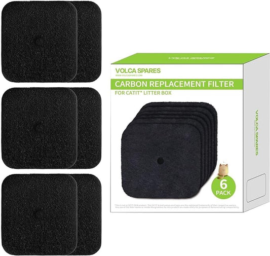 Carbon Replacement Filter for Catit Litter Box, Precut, Pack of 6