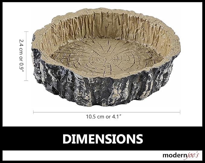 MODERNJOE'S Reptile Tree Stump Food/Water Bowl(2 Pack), Water/Food Dish for Amphibians – Small Size(4.1 x 4.1 x 0.9 inches)