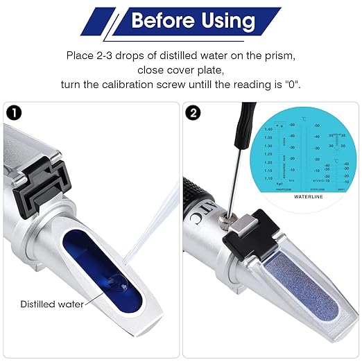 4-in-1 Antifreeze Refractometer, Antifreeze Tester with ATC, Antifreeze Coolant Refractometer for Automobile Antifreeze System, Battery Fluid, Glycol Coolant, Windshield Washer Fluid