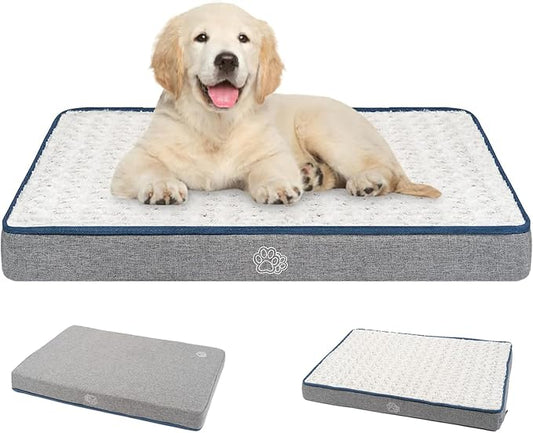 EMPSIGN Reversible Cool and Warm Dog Bed for Crate Pad, Pet Beds with Washable and Removable Cover, Dog Crate Bed Sleeping Mats, Bed for Dog Crate for Large Medium Small Dogs, Grey