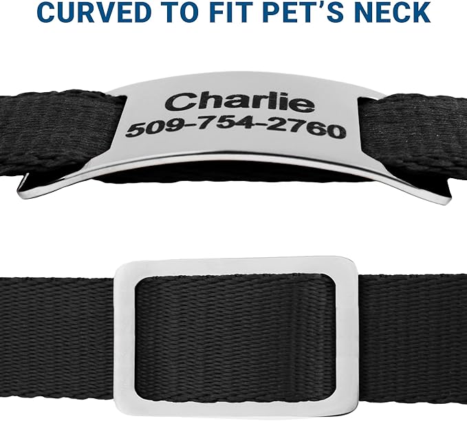 GoTags Slide-On Pet ID Tags, Personalized Dog and Cat Collar Tags, Silent, No Noise Tags Made of Stainless Steel, Custom Engraved