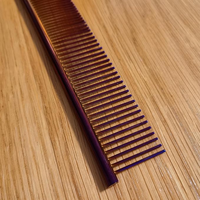 Kopal Dog Comb 2 Pack Metal Comb for Dogs and Cats, Rounded Teeth Pet Steel Combs, Rustproof Stainless Steel Combs, Cat Comb, Pet Dematting & Deshedding Brush, Pet Grooming Combs, 7.4in - Purple