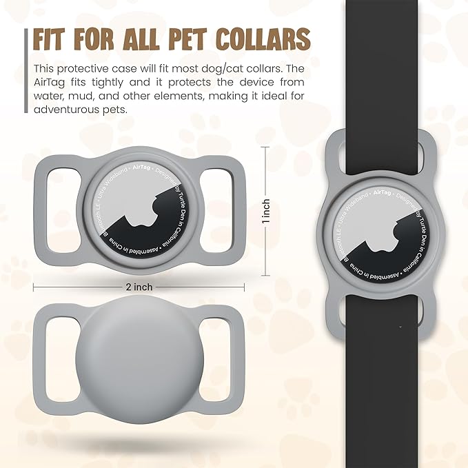 Airtag Dog Collar Holder | Waterproof Airtag Holder for Dog Collar | Pet Airtag Holder - Cat, Dog Airtag Holder | Air Tag Dog Collar Airtag Holder - 2 Pack White