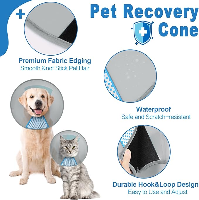 Supet Dog Cone Collar Adjustable After Surgery, Comfortable Pet Recovery Collar & Cone for Large Medium Small Dogs, Elizabethan Dog Neck Collar Plastic Practical