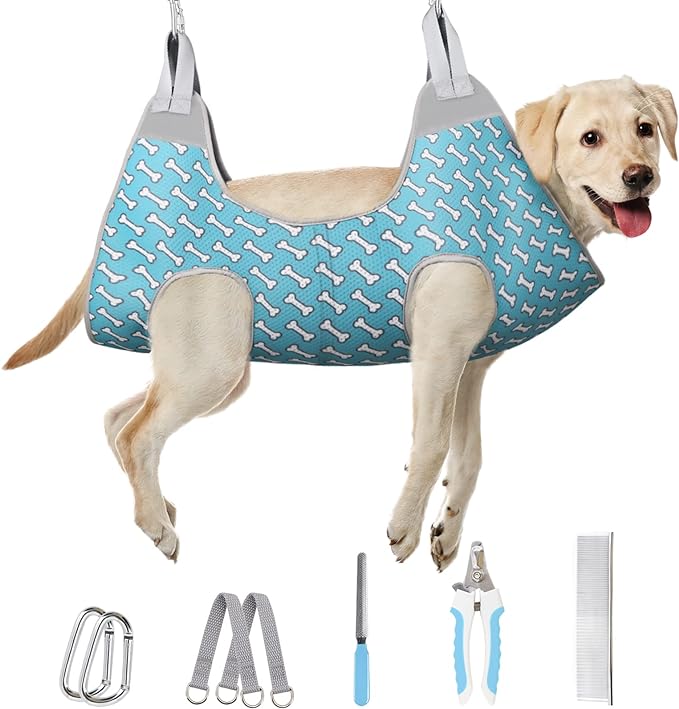 Supet Dog Grooming Hammock Harness for Cats Dogs, Relaxation Pet Grooming Hammock Restraint Dog & Small Animal Leashes Sling for Grooming Dog Grooming Helper for Nail Trimming Clipping Grooming