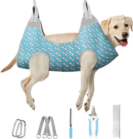 Supet Dog Grooming Hammock Harness for Cats Dogs, Relaxation Pet Grooming Hammock Restraint Dog & Small Animal Leashes Sling for Grooming Dog Grooming Helper for Nail Trimming Clipping Grooming