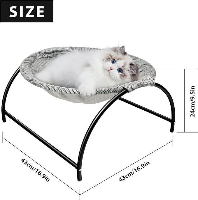 Cat Hammock Bed, Raised Cat Bed Dog Hammock Bed, Pet Hammock for Sleeping or Entertainment, Cat Bed Hammock for Indoor/Outdoor Cats, Gifts for Kittens or Small Dogs/Pets, W17’’xL17’’xH9.5’’