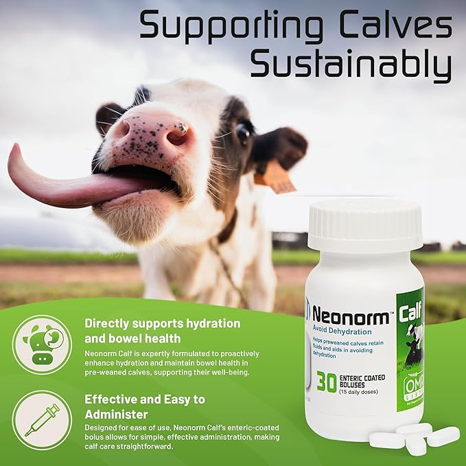 Jaguar Animal Health Neonorm Calf - Enteric Coated Supplement Boluses for Proper Hydration & Bowel Health - Plant-Based Product for Pre-Weaned Calves (30 Count)