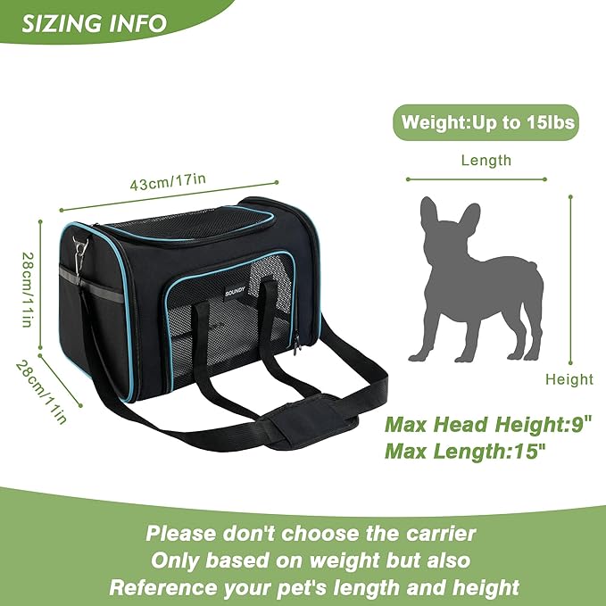 Dog Carrier Cat Carriers Airline Approved Pet Carrier for Small Medium Dogs Cats Under 15Lbs Puppies Collapsible Soft Sided TSA Travel Puppy Carrier Bag (Medium, Black)