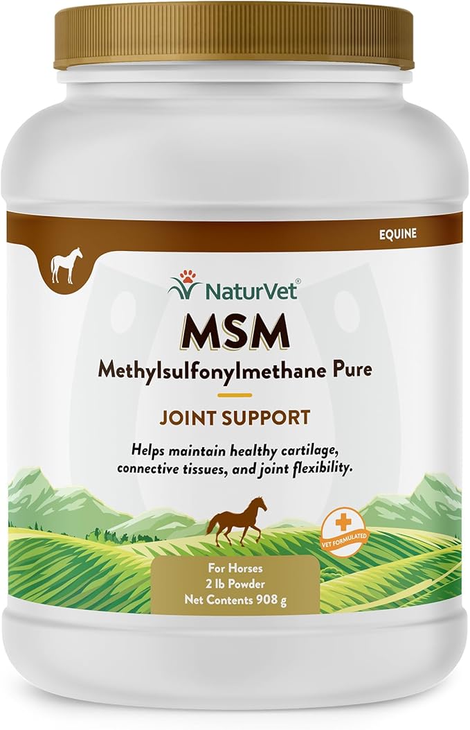 NaturVet MSM Methylsulfonylmethane Pure Joint Support Supplement for Horses, Powder, Made in The USA with Globally Source Ingredients 2 Pounds