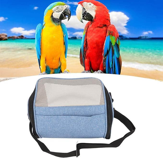 Zerodis Animal Carriers Bird Carrier Bag,Transparent Portable Lightweight Breathable Travel Cage Bird Travel Backpack for Small Birds Green Cheek Cockatiels (Blue)