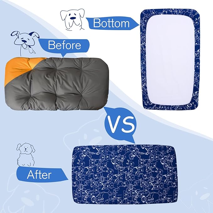 Dog Bed Cover-Washable Dog Bed Cover, Dog Bed Replacement Cover,Cotton Waterproof Warm Dog Mattress Cover,Bed Cover for Dog/Cat 58x28 Inches-Easy to Remove
