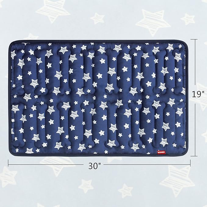 Dog Crate Mat (30" X 19"), Soft Dog Bed Mat with Cute Prints, Personalized Dog Crate Pad, Anti-Slip Bottom, Machine Washable Kennel Pad, Navy