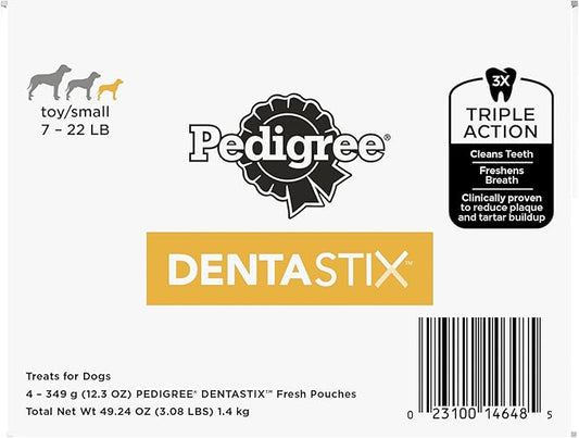 Pedigree DENTASTIX Dental Dog Treats for Toy/Small Dogs Fresh Flavor Dental Bones, 49.24 oz. Multipack (204 Treats)