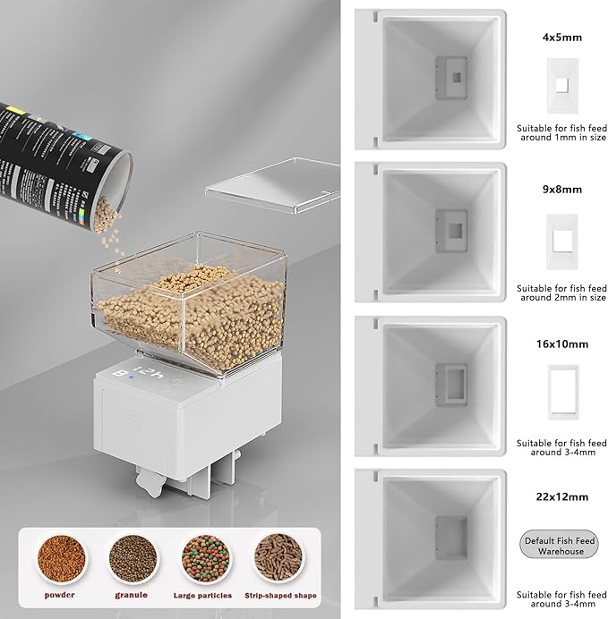 ZHHMl Automatic Feeders, Vacation Fish Feeder Multiple timed Feeding Modes,Mute, 500ml Large Capacity,with Digital Display,Moisture Proof Won't Clog