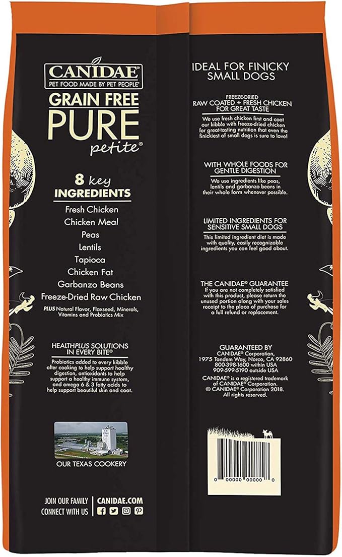 CANIDAE PURE Petite Freeze-Dried raw coated Recipe with Real Chicken Dog Dry 10 lbs.