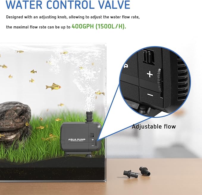 Simple Deluxe 15W 400GPH Submersible Water Pump for Pond Aquarium Hydroponics Fish Tank Fountain Waterfall