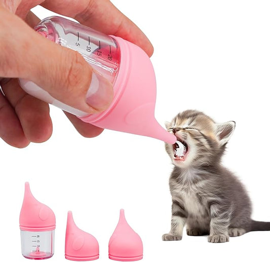 Puppy bottles for nursing，Kitten bottles for nursing，Pet feeding bottle，(Pink - 20ml)