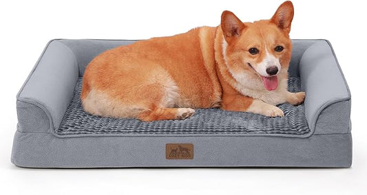 Orthopedic Dog Bed for Large Sized Dogs,Waterproof Dog Sofa Beds Medium, Supportive Foam Pet Couch Bed with Removable Washable Cover,Waterproof Lining and Nonskid Bottom,Grey(U-shaped)