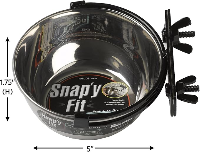 MidWest Homes for Pets Snap'y Fit Stainless Steel Food Bowl / Pet Bowl, 10 oz. for Dogs, Cats, Small Animals, Silver, 10 Ounces (1.25 cups)