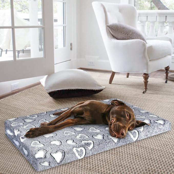 VANKEAN Dog Crate Mat Reversible Cool and Warm, Stylish Dog Bed for Crate with Waterproof Inner Linings and Removable Machine Washable Cover, Firm Support Dog Pad for Small to XX-Large Dogs, Grey