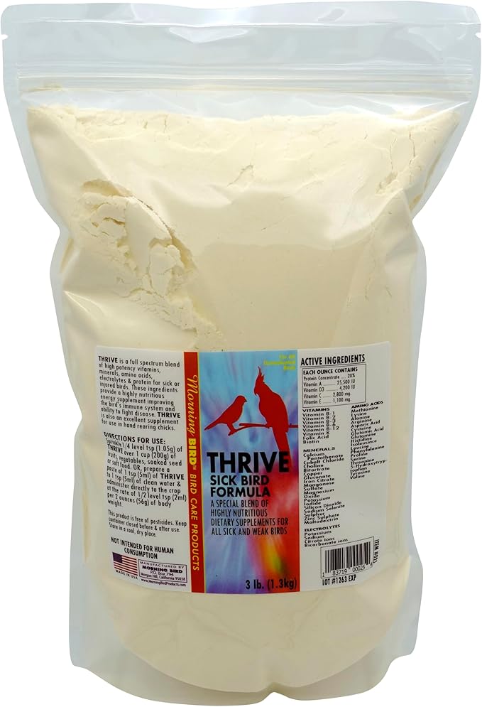 Morning Bird Thrive, Nutritious Energy Supplement with Minerals, Vitamins, Amino Acids, Electrolytes, and Protein, 3 lbs