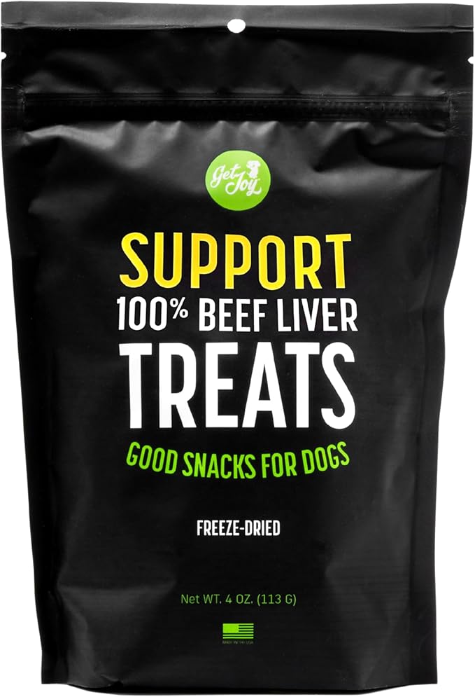 Freeze Dried Superfood 100% Beef Liver Dog Treats, 4 Ounce Bag, Single Ingredient Organ Meat, High Protein, Vision, Skin & Coat Health, Muscle Repair, Grain Free, Gluten Free, Made in USA