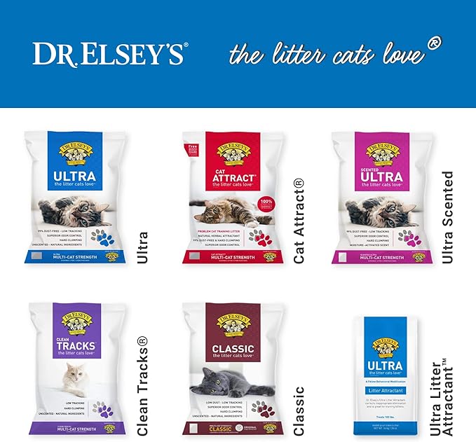 Dr. Elsey's Premium Clumping Cat Litter - Ultra - 99.9% Dust-Free, Low Tracking, Hard Clumping, Superior Odor Control, Unscented & Natural Ingredients