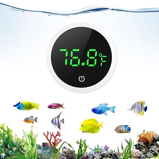 Upgraded Aquarium Thermometer, Wireless Digital Fish Tank Thermometer with Touch Screen, ±0.1°F High Precision, 5S Refresh Speed, Stick-on Thermometer for Aquariums, Glass Containers