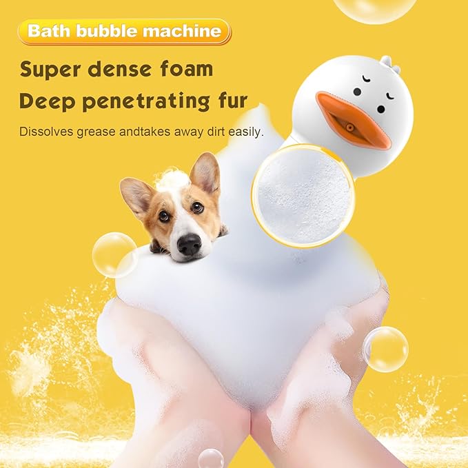 Electric Dog Cleaning Foam Machine Sprayer - deep Cleaning pet Fur Size 9 in x 3.2 in x 3.2in 350ml Capacity 1200mAh Ultra Long Standby - IPX7 Waterproof (White)