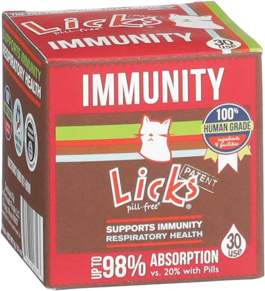 Licks Pill-Free Cat Immunity - Immune Support Cat Supplies - Respiratory Supplements for Cats - Cat Health Supplies - Gel Packets - 30 Use