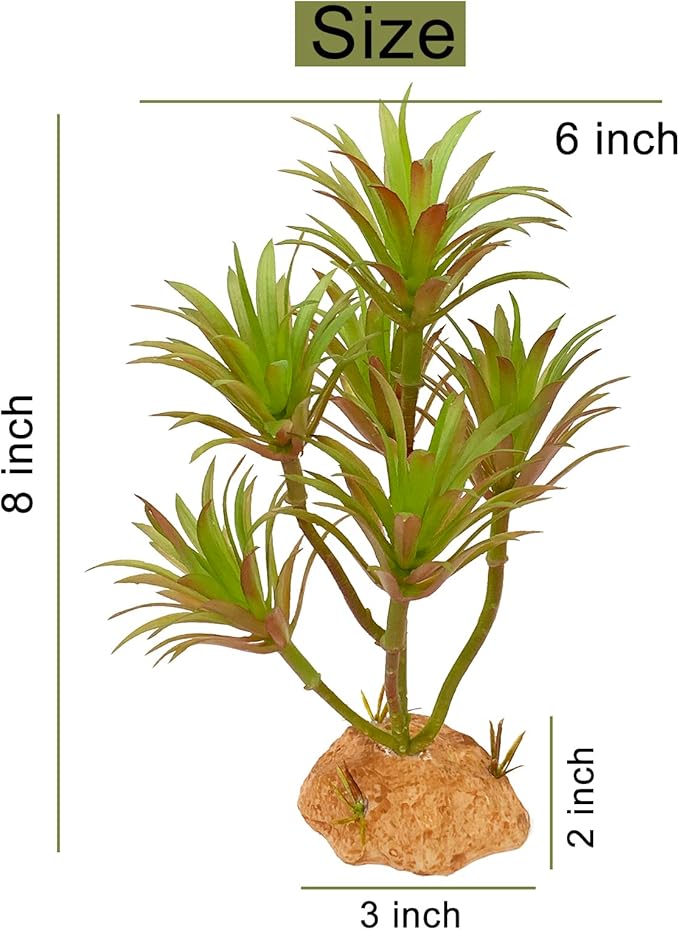 Reptile Artificial Plants Terrarium Decor, Fake Desert Plants Bearded Dragon Tank Decorations Accessories fit Crested Gecko Leopard Lizard Chameleon Ball Python Snake Frog - Tillandsia