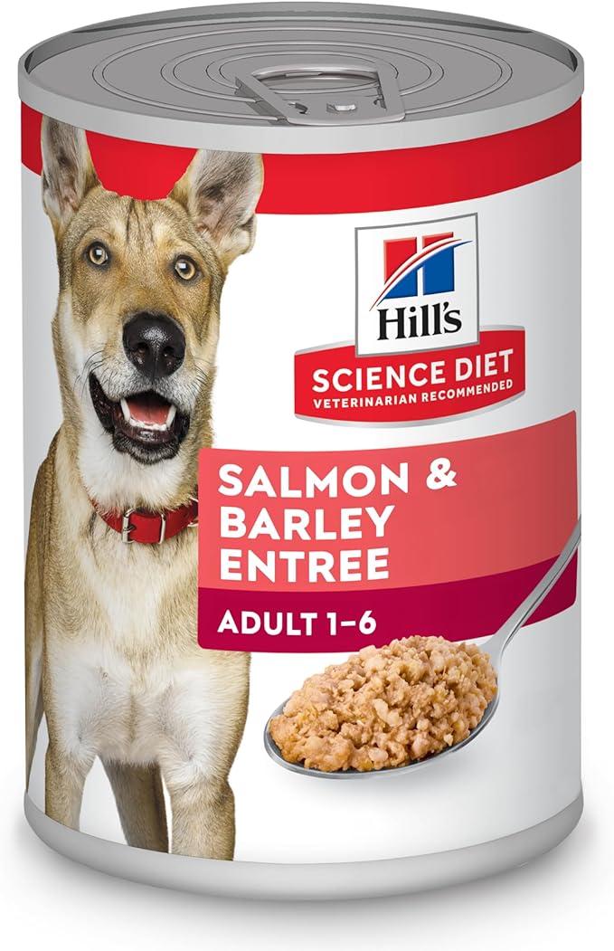 Hill's Science Diet Adult 1-6, Adult 1-6 Premium Nutrition, Wet Dog Food, Salmon & Barley Loaf, 13 oz Can, Case of 12