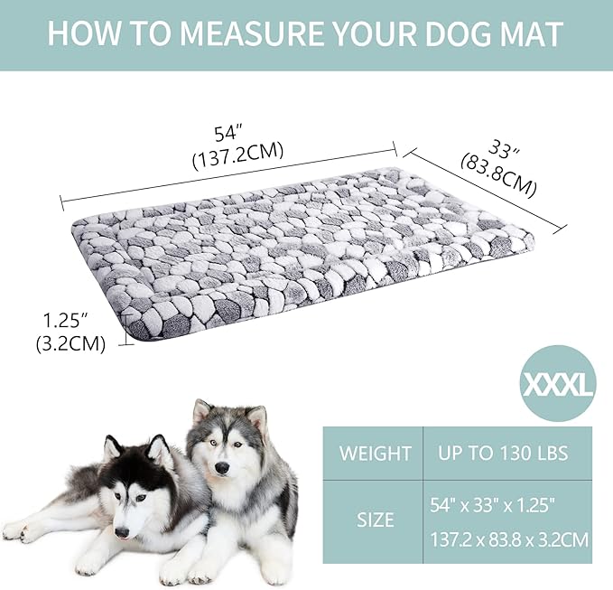 VANKEAN Stylish Dog Crate Pad Bed Mat Reversible (Cool & Warm), Soft Pet Sleeping Mat Dog Bed for Crate Suitable for Small to XX-Large Dogs and Cats, Machine Washable Crate Beds,Grey Stone Pattern