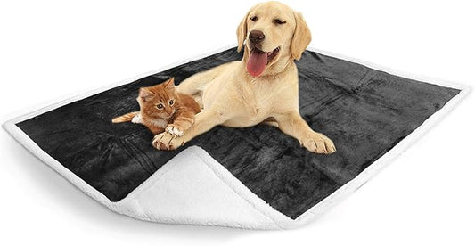 PetAmi WATERPROOF Dog Blanket for Medium Large Dog, Pet Puppy Blanket Couch Cover Protection, Sherpa Fleece Cat Blanket, Sofa Bed Furniture Protector Reversible Soft Plush Washable, 60x40 Charcoal