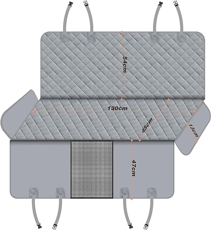 Dog Back Seat Cover Protector for Cars SUV and Trucks with Mesh Window, Scratchproof Nonslip and Waterproof Material(Grey)