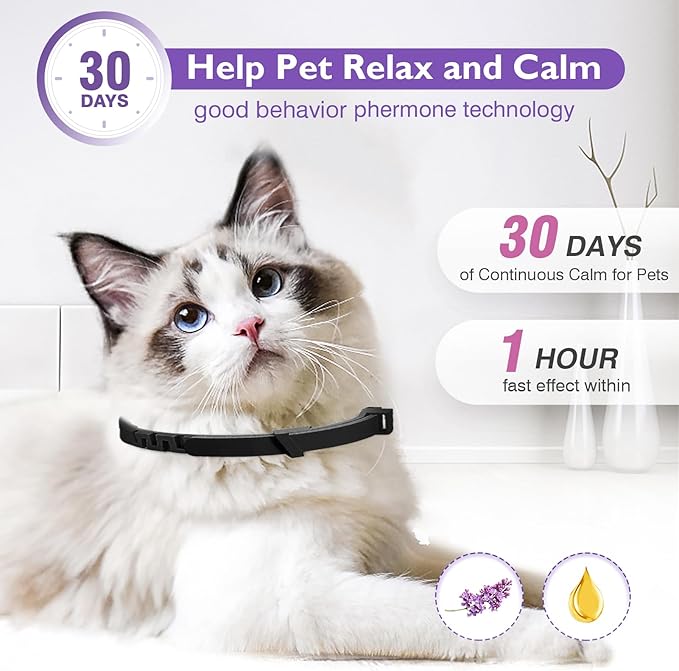 3 Pack Calming Collar for Cats and Kittens Pheromone Collar Efficient Relieve Reduce Anxiety Stress Pheromones Calm Relaxing Comfortable Breakaway Collars Adjustable for Small, Medium Large Cat