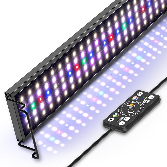 hygger Aquarium LED Light for Fish Tank Full Spectrum Lighting with 24/7 Day-Night Cycle Mode & Auto On/Off Timer, Adjustable Brightness, 7 Colors Options, Extendable Bracket for 18~24inch Freshwater