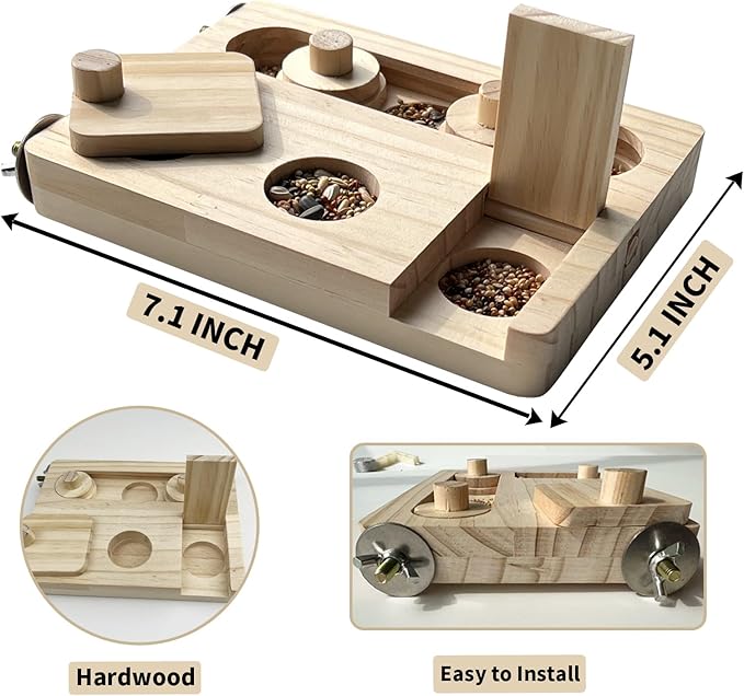 Wooden Bird Foraging Puzzle Toys, Parrot Enrichment Toys for Parrots Parakeet, Cockatiel, Sun Conures, Caique, Cockatoo, Small Pet Interactive Mental Enrichment Foraging Toys