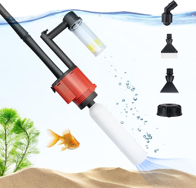 Aquarium Gravel Cleaner - Electric Fish Tank Vacuum 7 in 1 Cleaning Tools Kit, Multifunction Wash Sand Filter Water Circulation for Water Changing 475GPH/30W