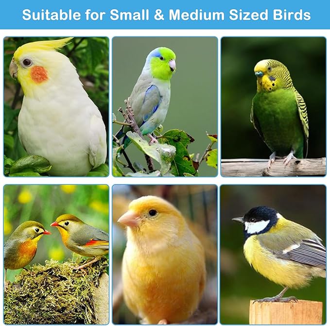 No Mess Bird Feeder Water Dispenser Set of 9 Automatic Parrot Feeder Drinker Acrylic Adjustable Parakeet Seed Food Container Cage Accessories for Lovebirds Finches Budgies Canaries