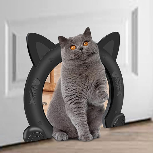 Cat Door Interior Door No-Flap Cat Door Fits Both Solid and Hollow Indoors Door Pet Doors for Cat, Easy DIY Setup (Black,L)