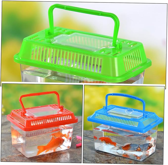 STOBOK 4pcs Mini Portable Fish Tank Animals for Mini Turtles Plastic Terrarium Single Fish Aquarium Reptile Terrarium Habitat Aquarium Breeding Tank Turtle Feeding Box Turtle Holder