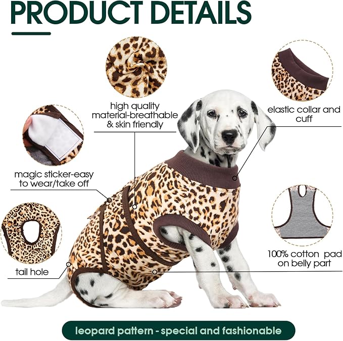 Kuoser Dog Surgery Recovery Suit, Recovery Suit for Female Male Dogs, Dog Onesie After Surgery Spay Neuter, Anti-Licking Pet Surgical Recovery Snugly Suit, Bodysuit for Abdominal Wounds Skin Disease