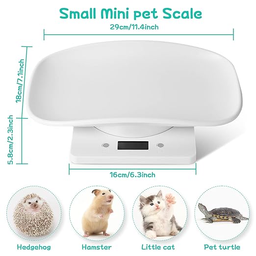 Digital Pet Scale, Newborn Puppy Whelping Supplies, Accurate Small Animal Scale for Puppies/Kitten/Dog/Cat/Hedgehog, Multi-Function LCD Scale with Tape Measure, Max 22lb