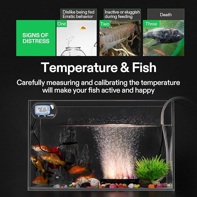 VIVOSUN 2-Pack LCD Digital Aquarium Thermometer Fish Tank Water Terrarium Temperature with Suction Cup for Turtle