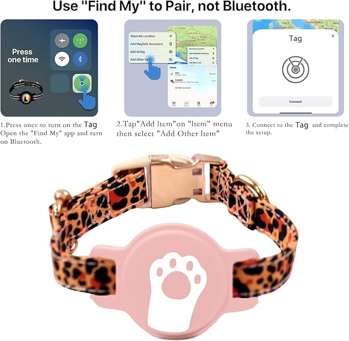 Cat Locator Pet GPS Tracker Collar - Fi Finder & Activity Monitor with Perimeter Control Adjustable Collar, IP70 Waterproof Tracking Device,Real-Time Tracking, No Monthly Fees (Only iOS)