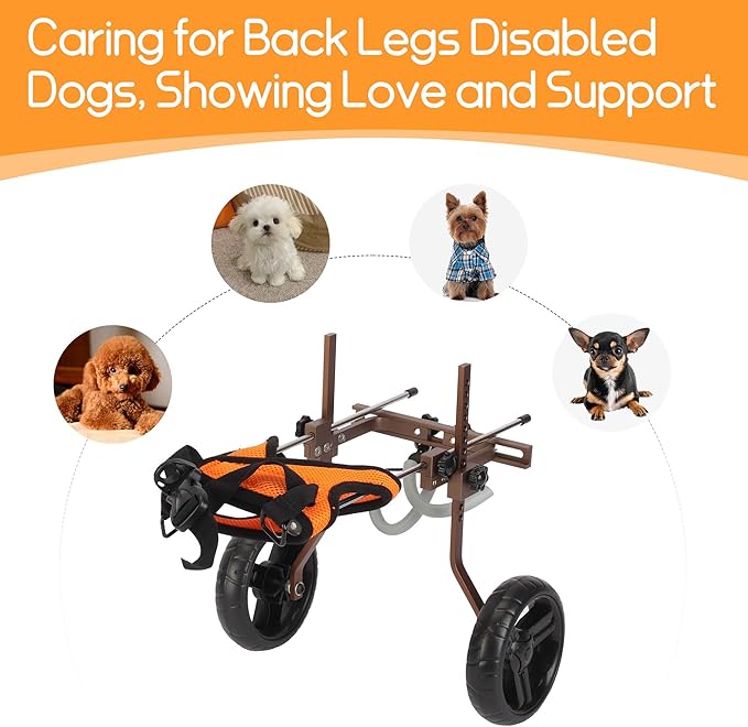 Aluminum Small Dog Wheelchair for Back Legs, 10-18lbs Pet Wheelchair, Removable Adjustable Dog Wheelchair, Lightweight Pet Supplies Doggy Wheelchair for Disabled Injured Dog Walking