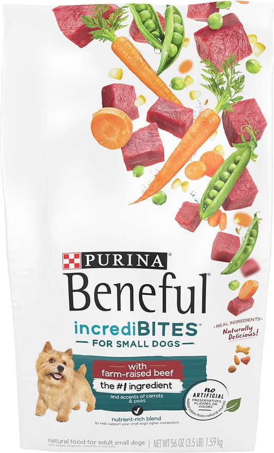 Purina Beneful IncrediBites With Farm-Raised Beef, Small Breed Dry Dog Food (Pack of 4) 3.5 lb. Bags