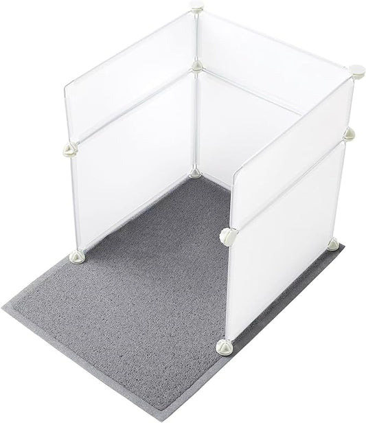 MEEXPAWS Cat Litter Box Enclosure Splash Guard Large L19×W19×H20 in with Cat Litter Mat Easy Clean (White)